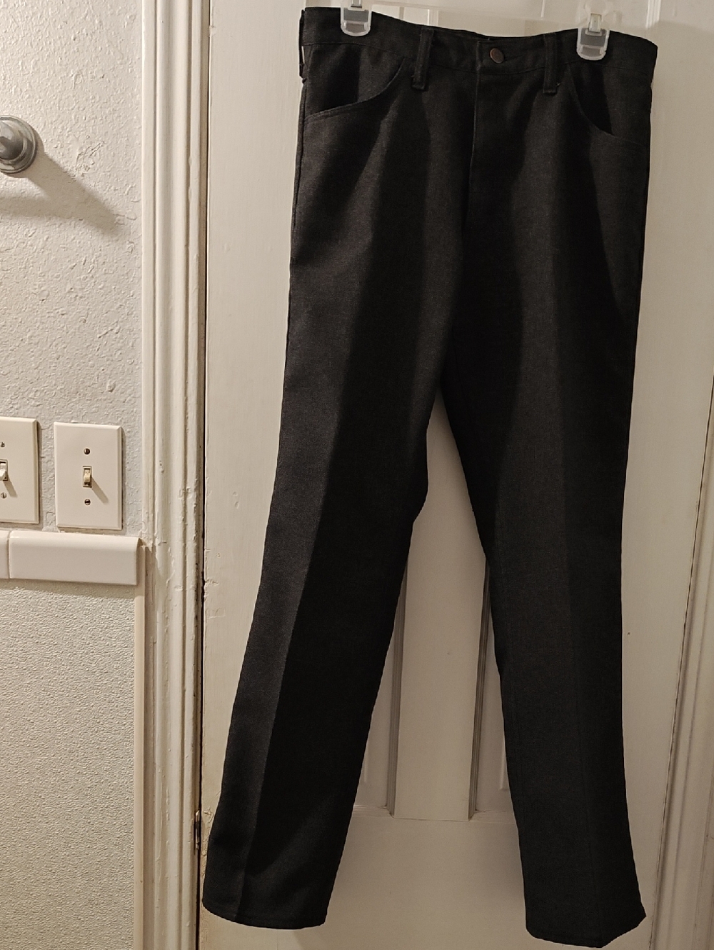 Men's Classic Straight-Leg Charcoal Gray Dress Jeans.